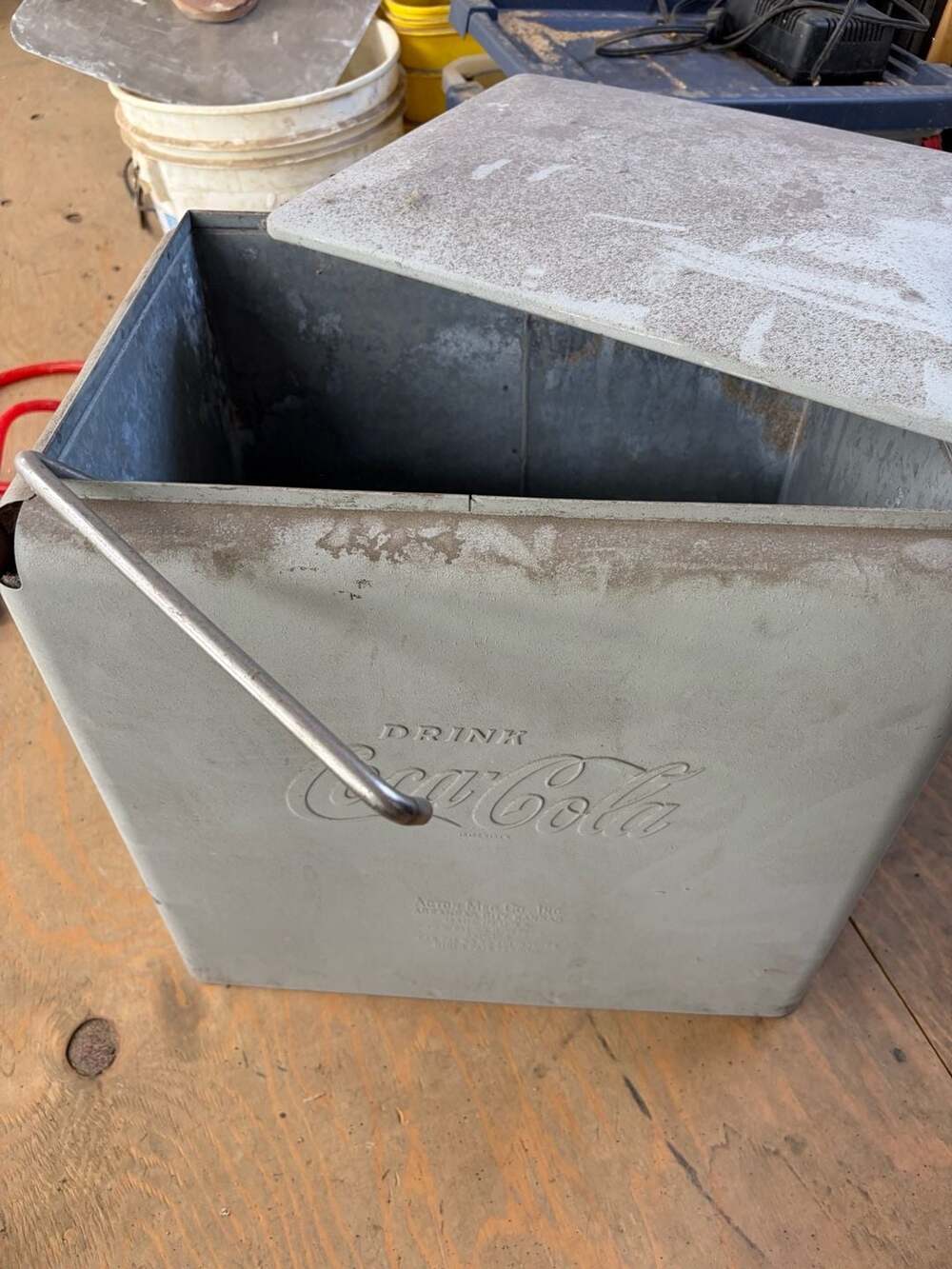 Vintage 1950s Coca-Cola Metal Picnic Cooler by Acton Mfg. Co. Partly restored